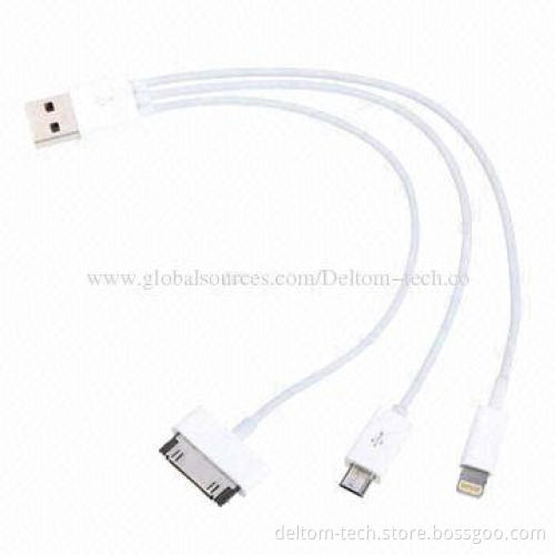 3-in-1 USB Sync Cable, Adapters Charging for Samsung, iPhone, HTC